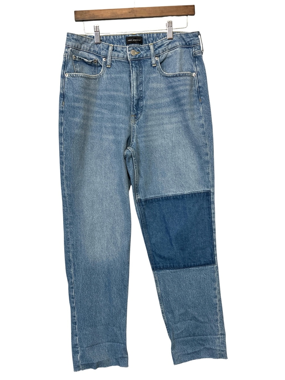 Free Assembly Womens Super High Rise Straight Jeans - Artistic Wash, Sz 12